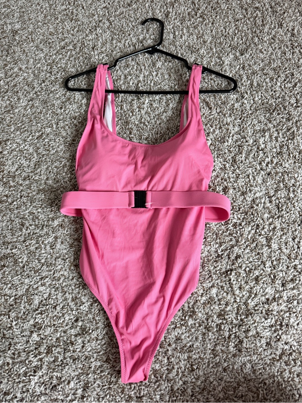 Pink Belted Scoop One-Piece Swimsuit